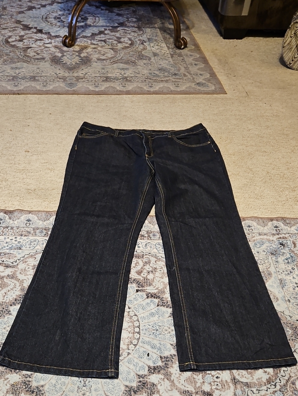 Relativity Dark Indigo Wide-Leg Jeans with Contrast Stitching